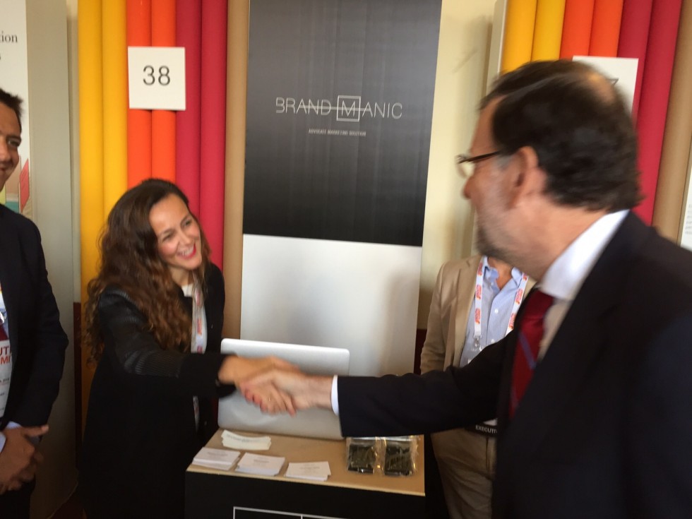 Mariano Rajoy en su visita al stand de BrandManic.